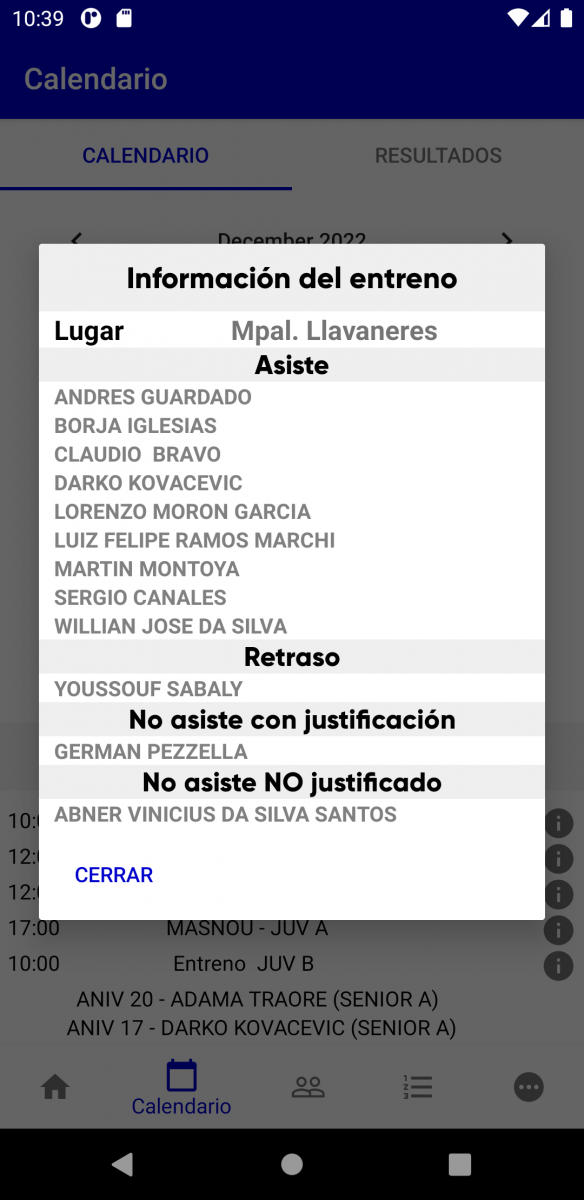 calendario entreno