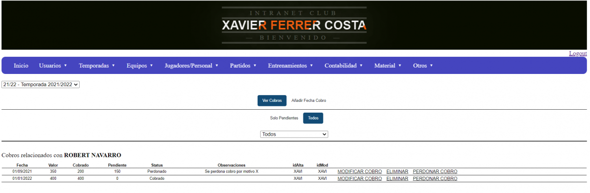 cobros jugador
